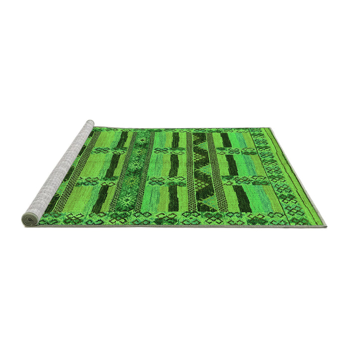 Sideview of Machine Washable Oriental Green Industrial Area Rugs, wshurb1239grn