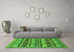 Machine Washable Oriental Green Industrial Area Rugs in a Living Room,, wshurb1239grn