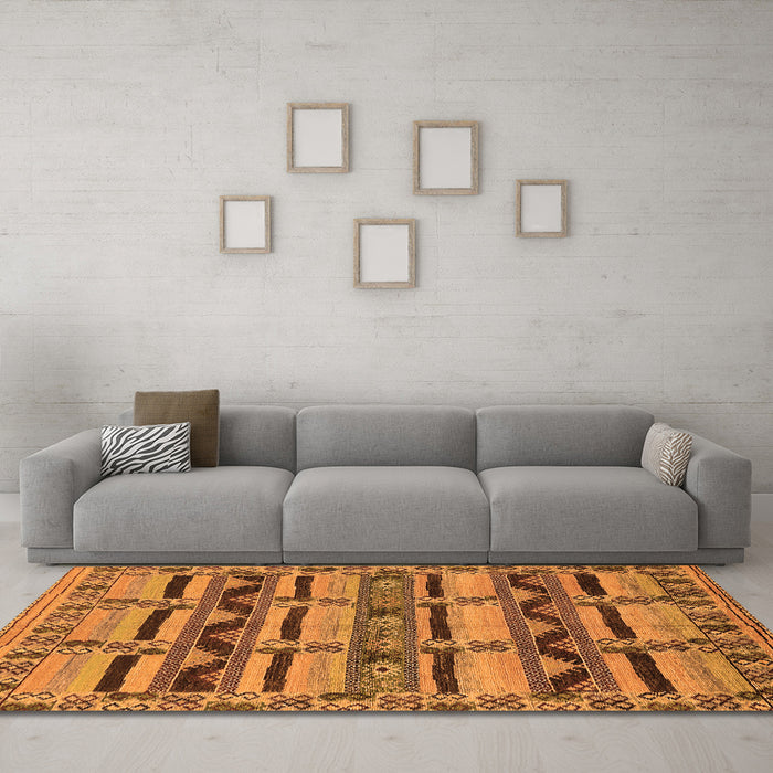 Machine Washable Oriental Orange Industrial Area Rugs in a Living Room, wshurb1239org