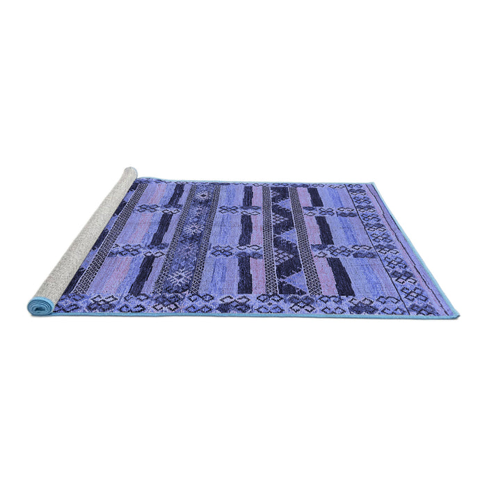 Sideview of Machine Washable Oriental Blue Industrial Rug, wshurb1239blu