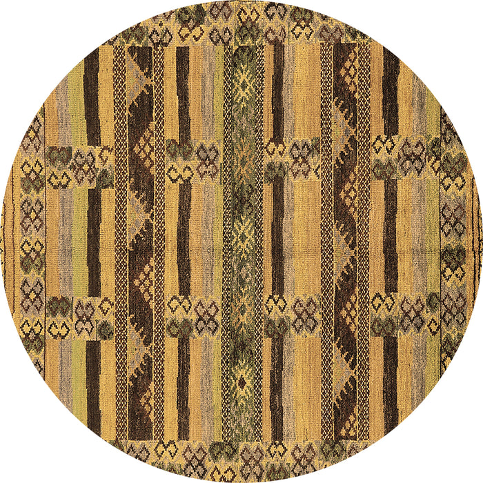 Round Oriental Brown Industrial Rug, urb1239brn