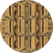 Round Oriental Brown Industrial Rug, urb1239brn