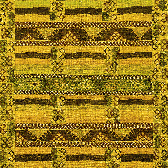 Machine Washable Oriental Yellow Industrial Rug, wshurb1239yw