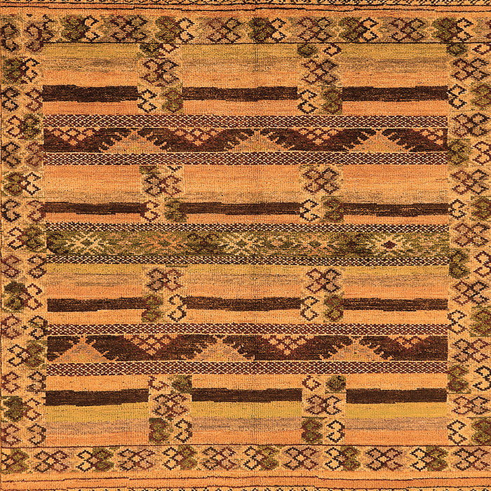 Square Machine Washable Oriental Orange Industrial Area Rugs, wshurb1239org