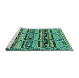 Sideview of Machine Washable Oriental Turquoise Industrial Area Rugs, wshurb1239turq