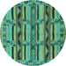 Round Oriental Turquoise Industrial Rug, urb1239turq