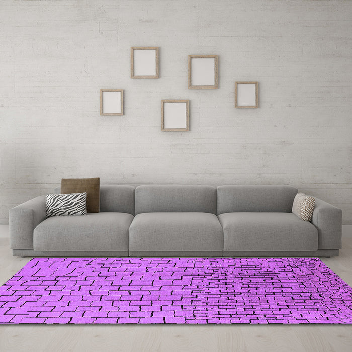 Machine Washable Solid Purple Modern Area Rugs in a Living Room, wshurb1240pur