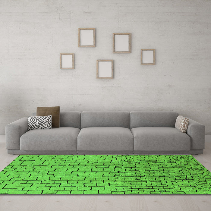 Machine Washable Solid Green Modern Area Rugs in a Living Room,, wshurb1240grn