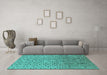 Machine Washable Solid Turquoise Modern Area Rugs in a Living Room,, wshurb1240turq