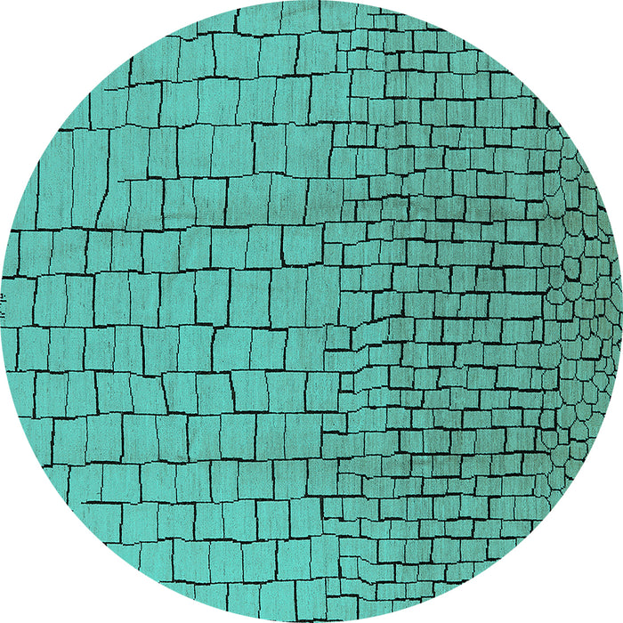Round Solid Turquoise Modern Rug, urb1240turq