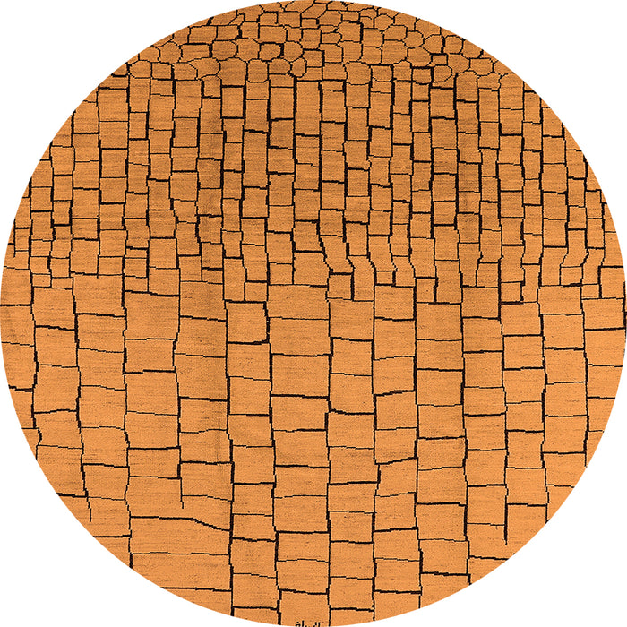 Round Machine Washable Solid Orange Modern Area Rugs, wshurb1240org