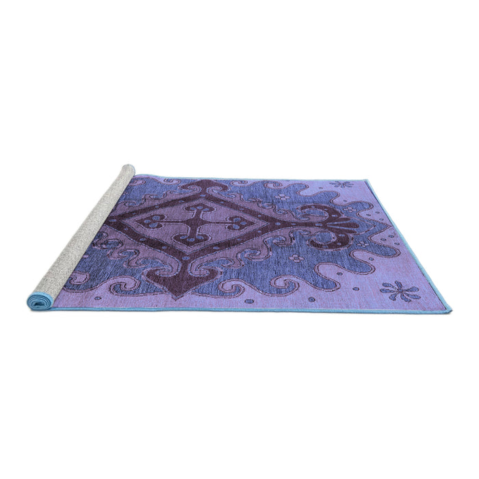 Sideview of Machine Washable Oriental Blue Industrial Rug, wshurb1241blu