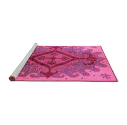 Sideview of Machine Washable Oriental Pink Industrial Rug, wshurb1241pnk