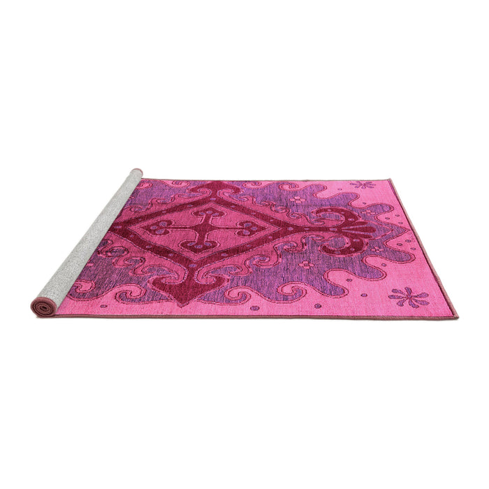 Sideview of Machine Washable Oriental Pink Industrial Rug, wshurb1241pnk