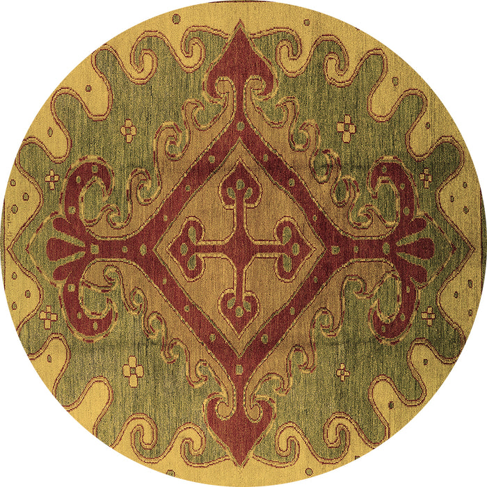 Round Oriental Brown Industrial Rug, urb1241brn