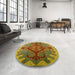 Round Machine Washable Industrial Modern Brown Rug in a Office, wshurb1241