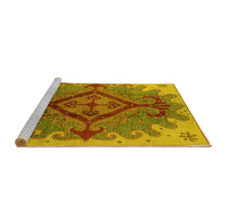 Sideview of Machine Washable Oriental Yellow Industrial Rug, wshurb1241yw