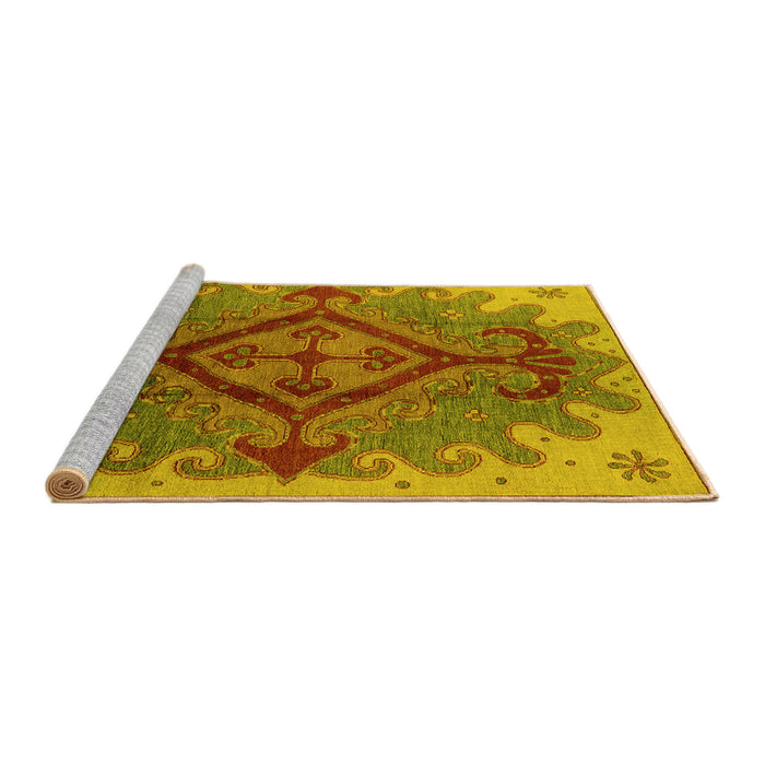 Sideview of Machine Washable Oriental Yellow Industrial Rug, wshurb1241yw
