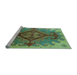 Sideview of Machine Washable Oriental Light Blue Industrial Rug, wshurb1241lblu