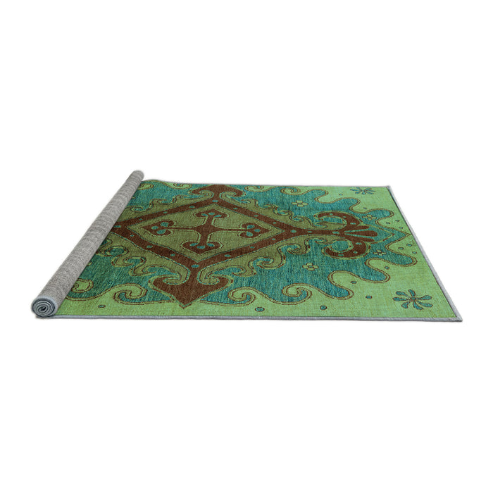 Sideview of Machine Washable Oriental Light Blue Industrial Rug, wshurb1241lblu
