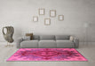 Machine Washable Oriental Pink Industrial Rug in a Living Room, wshurb1241pnk