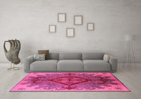 Machine Washable Oriental Pink Industrial Rug, wshurb1241pnk