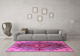 Machine Washable Oriental Purple Industrial Area Rugs in a Living Room, wshurb1241pur