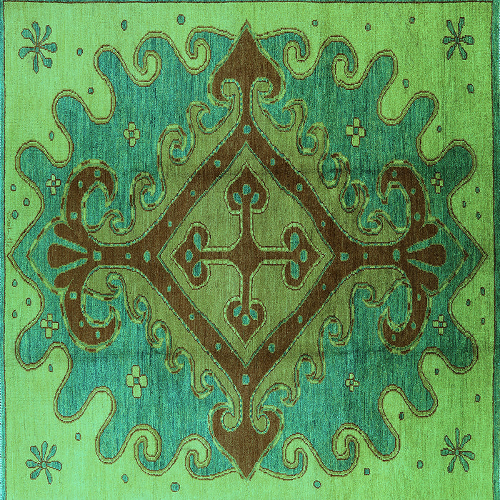 Square Oriental Turquoise Industrial Rug, urb1241turq