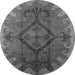 Round Oriental Gray Industrial Rug, urb1241gry