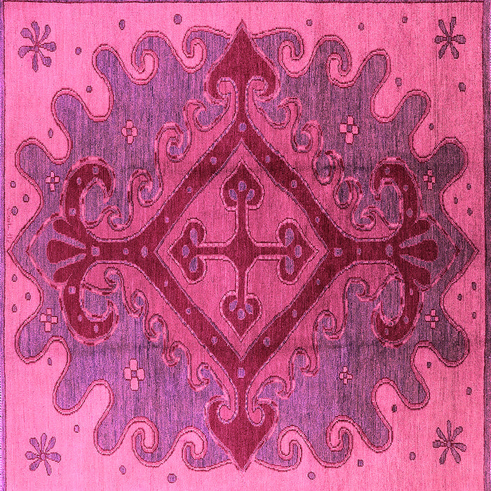 Square Machine Washable Oriental Pink Industrial Rug, wshurb1241pnk