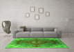 Machine Washable Oriental Green Industrial Area Rugs in a Living Room,, wshurb1241grn