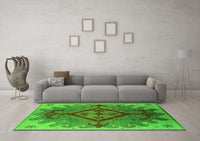 Machine Washable Oriental Green Industrial Rug, wshurb1241grn