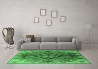 Machine Washable Oriental Emerald Green Industrial Rug, wshurb1241emgrn