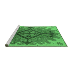 Sideview of Machine Washable Oriental Emerald Green Industrial Area Rugs, wshurb1241emgrn