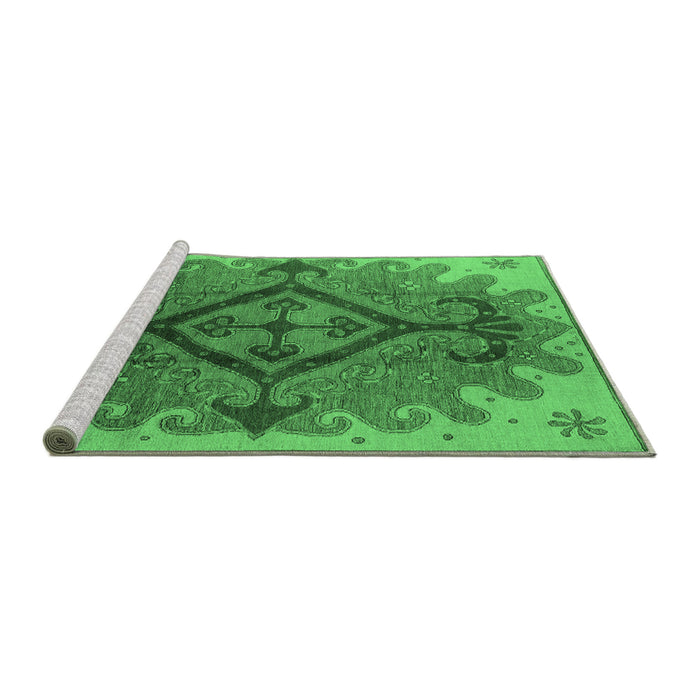 Sideview of Machine Washable Oriental Emerald Green Industrial Area Rugs, wshurb1241emgrn