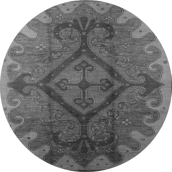Round Machine Washable Oriental Gray Industrial Rug, wshurb1241gry
