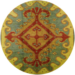 Round Mid-Century Modern Brown Oriental Rug, urb1241