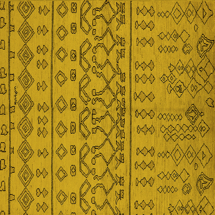 Square Machine Washable Solid Yellow Modern Rug, wshurb1242yw