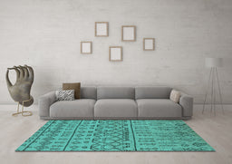 Machine Washable Solid Turquoise Modern Area Rugs in a Living Room,, wshurb1242turq