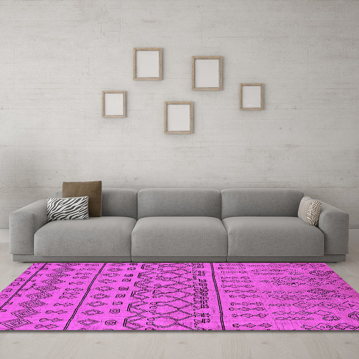 Machine Washable Solid Pink Modern Rug in a Living Room, wshurb1242pnk