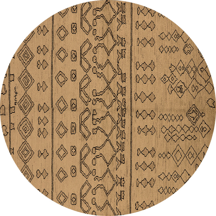 Round Machine Washable Solid Brown Modern Rug, wshurb1242brn