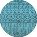 Round Solid Light Blue Modern Rug, urb1242lblu