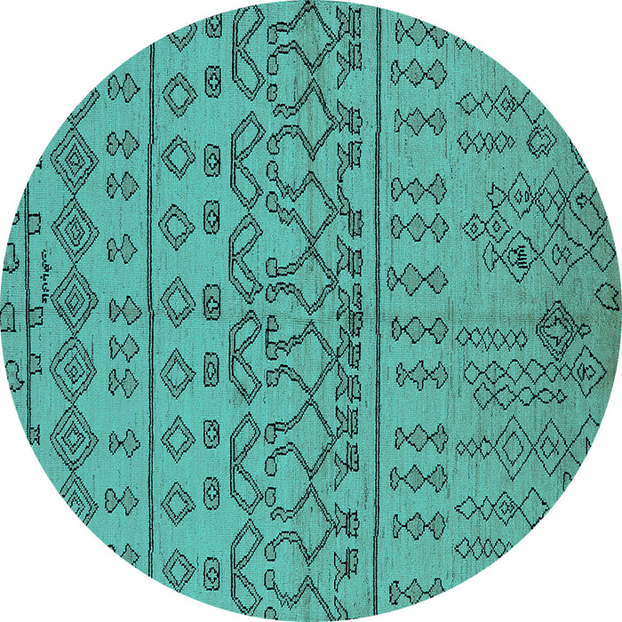 Round Solid Turquoise Modern Rug, urb1242turq