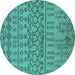 Round Solid Turquoise Modern Rug, urb1242turq