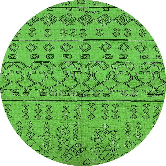 Round Machine Washable Solid Green Modern Area Rugs, wshurb1242grn