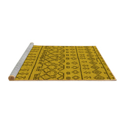 Sideview of Machine Washable Solid Yellow Modern Rug, wshurb1242yw