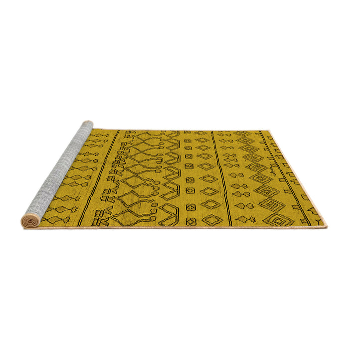 Sideview of Machine Washable Solid Yellow Modern Rug, wshurb1242yw