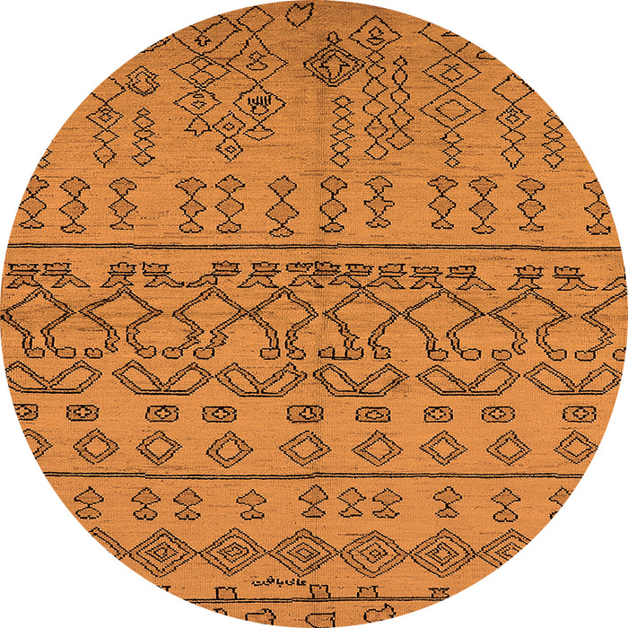 Round Machine Washable Solid Orange Modern Area Rugs, wshurb1242org