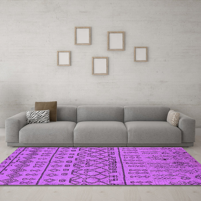 Machine Washable Solid Purple Modern Area Rugs in a Living Room, wshurb1242pur