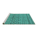 Sideview of Machine Washable Solid Turquoise Modern Area Rugs, wshurb1242turq